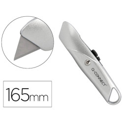 Cúter Q-CONNECT metálico ancho retráctil 165x35mm con mecanismo de bloqueo, cuchilla 18mm
