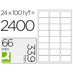 Etiqueta adhesiva Q-CONNECT 66x33.9mm DIN A4 100h x 24et/h =2.400et.  copy/laser/inkjet