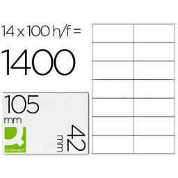 Etiqueta adhesiva Q-CONNECT 105x42mm DIN A4 100h x 14et/h =1.400et.  copy/laser/inkjet