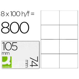 Etiqueta adhesiva Q-CONNECT 105x74mm DIN A4 100h x 8et/h =800et.  copy/laser/inkjet