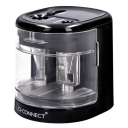 Sacapuntas Q-CONNECT eléctrico USB o con pilas 6-12mm, 2 usos, negro (169170)