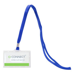 Identificador Q-CONNECT con cordón azul 94x60mm, apertura lateral (152885)