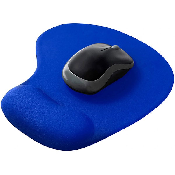 Alfombrilla Q-CONNECT para ratón con reposamuñecas ergonómica de gel, color azul 190x230x20mm