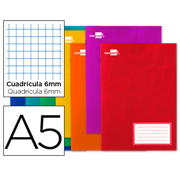 Libreta LIDERPAPEL SMART A5 16 hojas 60g/m2 cuadrícula 6mm con margen