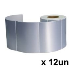 (12) Rollos etiquetas BROTHER 50x30mm plata mate 2270et/rollo, transf.térmica poliéster