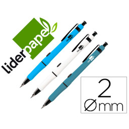 Portaminas LIDERPAPEL 2 mm cuerpo plástico,con mordaza,regulador dureza mina