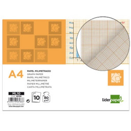 Papel LIDERPAPEL milimetrado A4 10h  80g