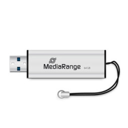 Memoria MEDIARANGE USB 3.2 Gen1 64GB retráctil, read 80MB/s write 25MB/s, silver/black