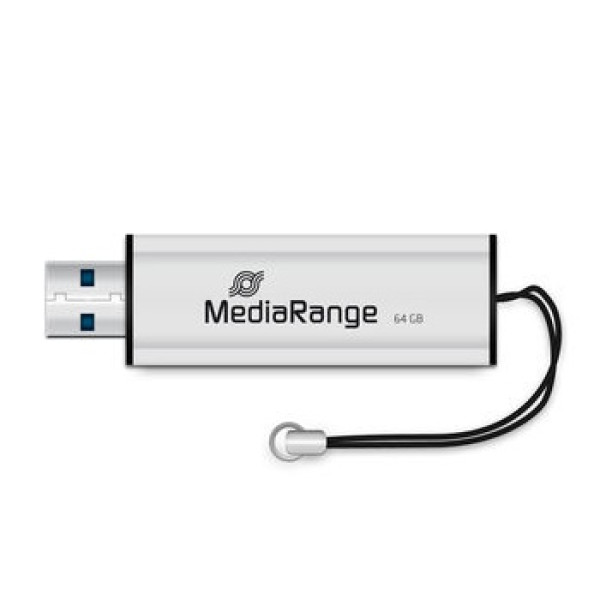 Memoria MEDIARANGE USB 3.2 Gen1 64GB retráctil, read 80MB/s write 25MB/s, silver/black