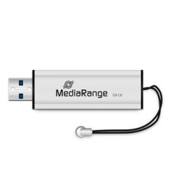 Memoria MEDIARANGE USB 3.2 Gen1 128GB retráctil, read 80MB/s write 25MB/s, silver/black