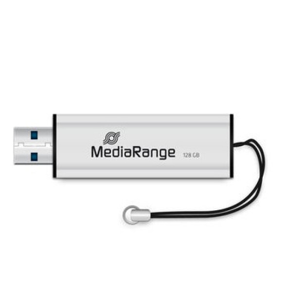 Memoria MEDIARANGE USB 3.2 Gen1 128GB retráctil, read 80MB/s write 25MB/s, silver/black