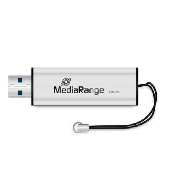 Memoria MEDIARANGE USB 3.2 Gen1 256GB retráctil, read 100MB/s write 30MB/s, silver/black