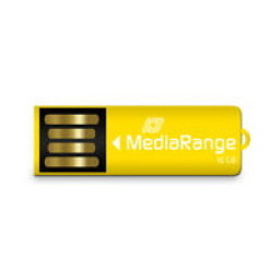 Memoria MEDIARANGE USB 2.0 nano paper clip 16GB flash drive USB 2.0, pequeña 36x12x4mm, amarilla