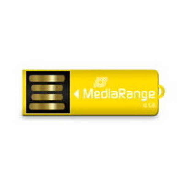Memoria MEDIARANGE USB 2.0 nano paper clip 16GB flash drive USB 2.0, pequeña 36x12x4mm, amarilla