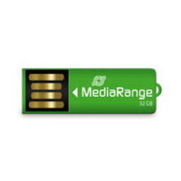 Memoria MEDIARANGE USB 2.0 nano paper clip 32GB flash drive USB 2.0, pequeña 36x12x4mm, verde