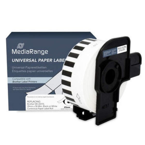 Rollo etiquetas MEDIARANGE BROTHER continua 29mm largo 30,48mts. (compatible DK22210)
