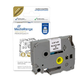 C. MEDIARANGE 9mm BROTHER P-touch negro/blanco black on white, 8mts. (compatible TZE-221)