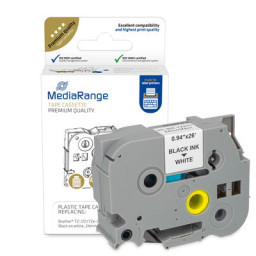 C. MEDIARANGE 24mm BROTHER P-touch negro/blanco black on white, 8mts. (compatible TZE-251)