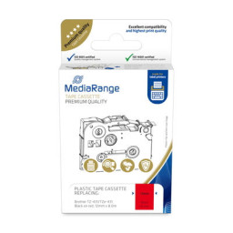 C. MEDIARANGE 12mm BROTHER P-touch negro/rojo black on red, 8mts. (compatible TZE-431)