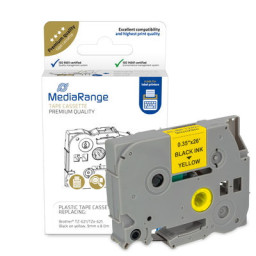 C. MEDIARANGE 9mm BROTHER P-touch negro/amarillo black on yellow, 8mts. (compatible TZE-621)