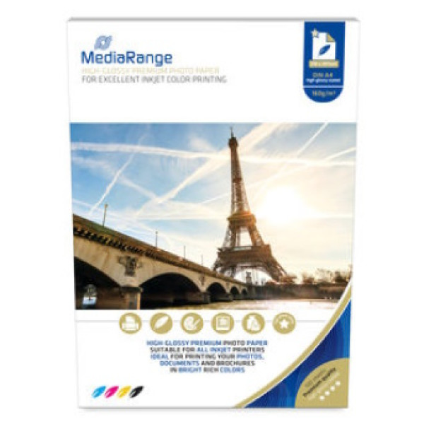 Papel MEDIARANGE inkjet Photo paper high-glossy 160g. 100A4  alto gramaje
