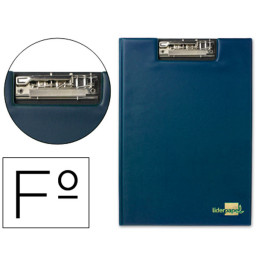 Carpeta LIDERPAPEL portanotas miniclip superior con tapa, tamaño folio, plástico azul