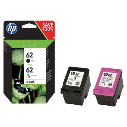 (2) C.t.HP #62 negro + #62 color  2-pack