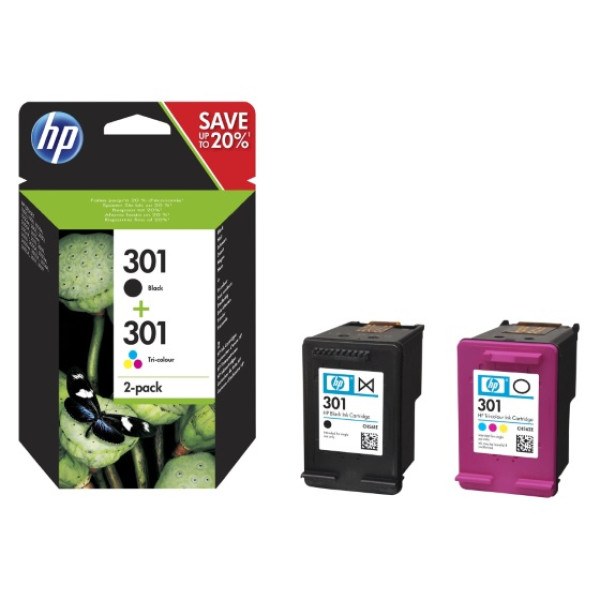 (1) C.t.HP #301 negro + (1) #301 color  pack-2 cartuchos
