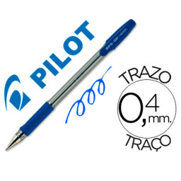 Bolígrafo PILOT BPS-GP con capuchón azul Sujecc.caucho. Tinta aceite. Trazo 0,4mm