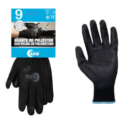 Par de guantes de soporte prof. LUNA de poliéster c/palma poliuretano, electrónica, talla 9 (GPP9)