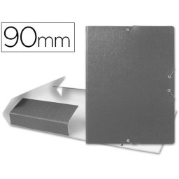 Carpeta proyectos LIDERPAPEL Folio gris carton entrecolado lomo 90 mm