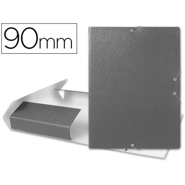 Carpeta proyectos LIDERPAPEL Folio gris carton entrecolado lomo 90 mm