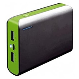 Powerbank PLATINET 6.000mAh Negro/Verde 2XUSB, 5V/9V/2A, 12V/1.5V + Linterna