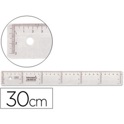 Regla plástico LIDERPAPEL cristal 30cm 