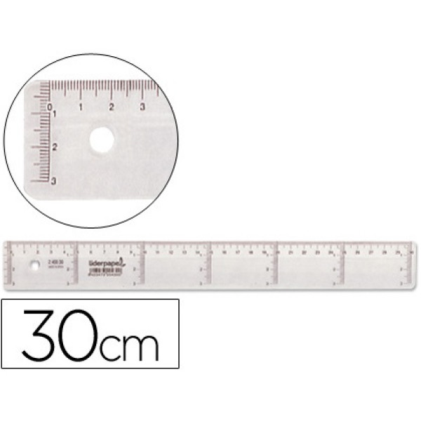 Regla plástico LIDERPAPEL cristal 30cm 