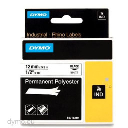 C. 12mm DYMO Rhino Industrial Black/White 5,5m. Heat-Shrink tube (tubo retráctil) (18483)