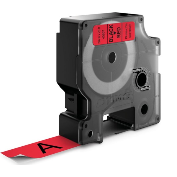 Label cassette DYMO D1 Standard 19mm x 7m.  black on red (texto negro/fondo rojo)(45807)
