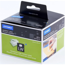 (2) Rollos etiq. DYMO LabelWriter plástic.transp. 36x89mm 2r.x130et. direcciones grande (99013)