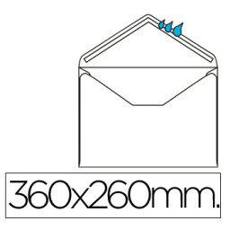 (250) Sobres LIDERPAPEL 360x260mm offset blanco nº16 100gr folio especial engomado (31931)