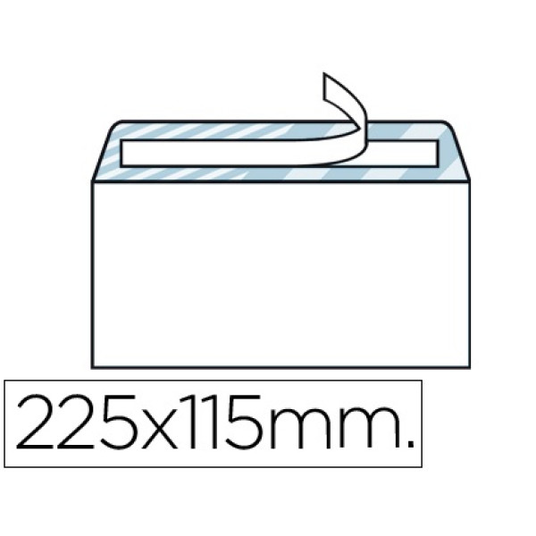 (500) Sobres LIDERPAPEL 225x115mm blanco nº5  90gr Americano sin ventana (31918)
