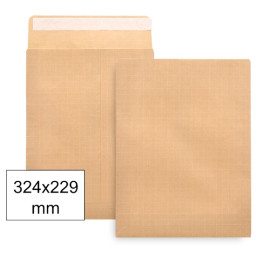 (250) Bolsas LIDERPAPEL 324x229mm kraft marrón nº7 90gr DIN A4 C4 (31939)