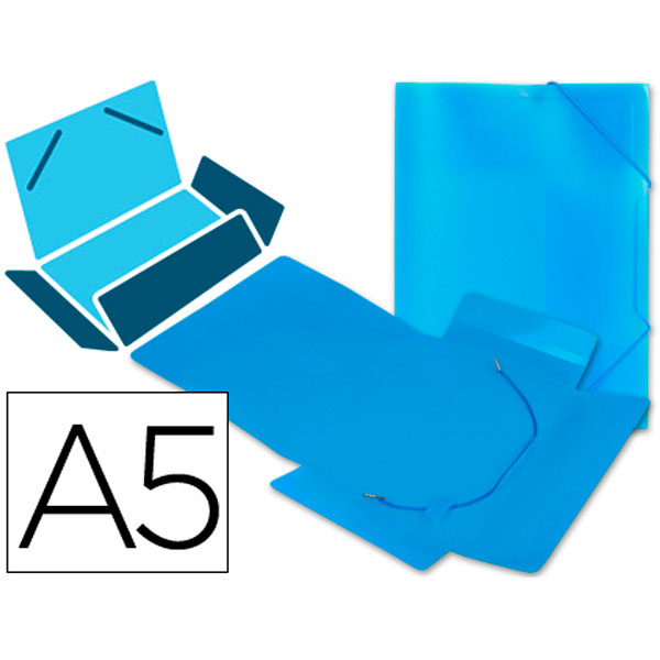 Carpeta LIDERPAPEL gomas c/ solapa DIN A5 polipropileno Azul