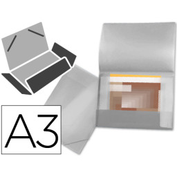 Carpeta portadocumentos LIDERPAPEL incolora A3 polipropileno lomo flexible