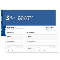 Talonario LIDERPAPEL Recibos Tres en Folio apaisados