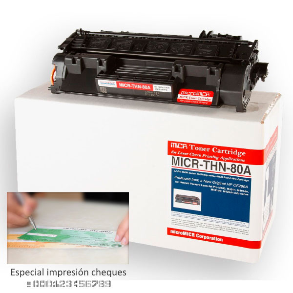 Toner microMICR HP M401n M401dn M401dw M425dn 2.700p. (CF280A) para impresión de cheques