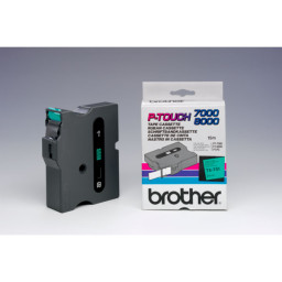 C.24mm BROTHER PT7000 negro sobre verde cinta rotuladora laminada 15m.