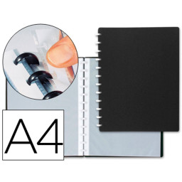 Carpeta LIDERPAPEL DIN A4 negra con 20 fundas intercambiables, polipropileno