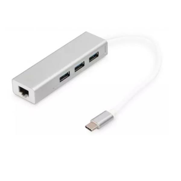 USB TYPE-C  3-PORT HUB + GIGABIT ET