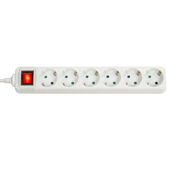 MAINS 6 WAY GANG SOCKET, WITH SWITC