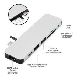 HUB USB-C HYPER SOLO 7 EN 1 - PLATA